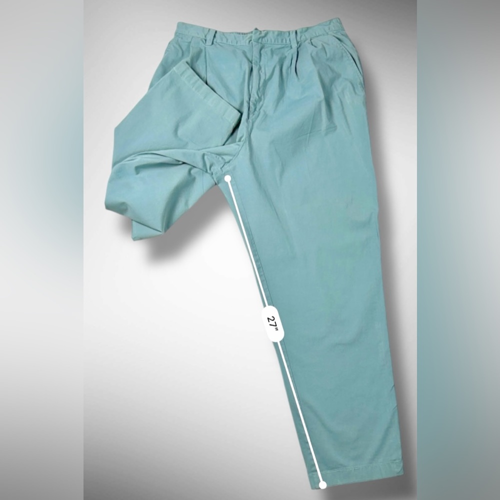 GAP High Rise Pleated Tapered Pants Mineral Blue Cotton Blend – Women’s Size 14 - Picture 12 of 16
